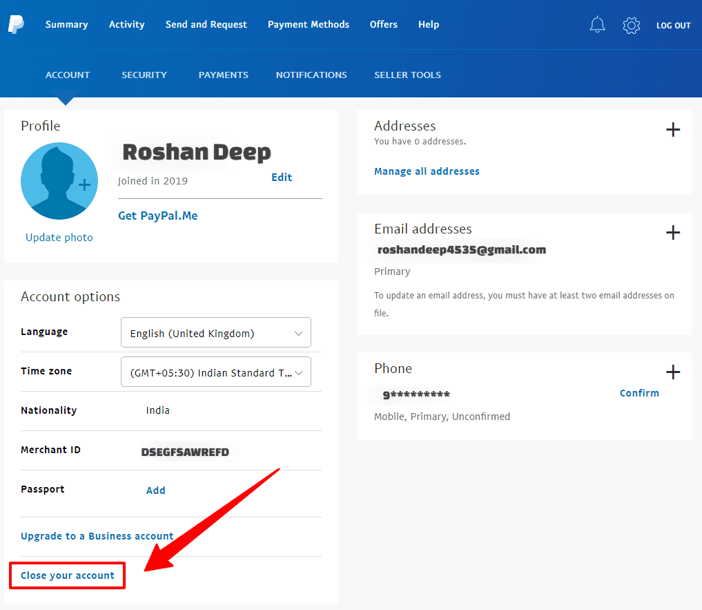 paypal account delete kaise kare